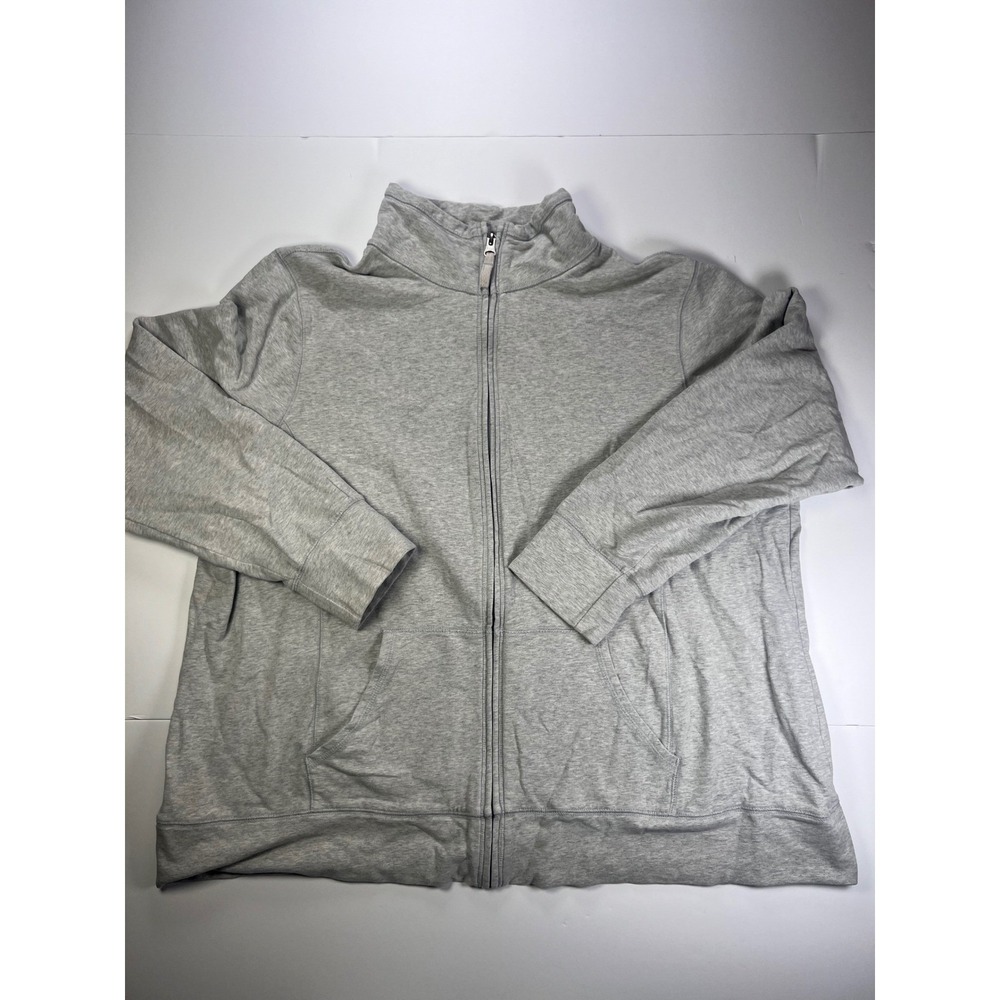 LL Bean Womens 3X Gray Full Zip Mock Neck Pockets Sweatshirt 278717